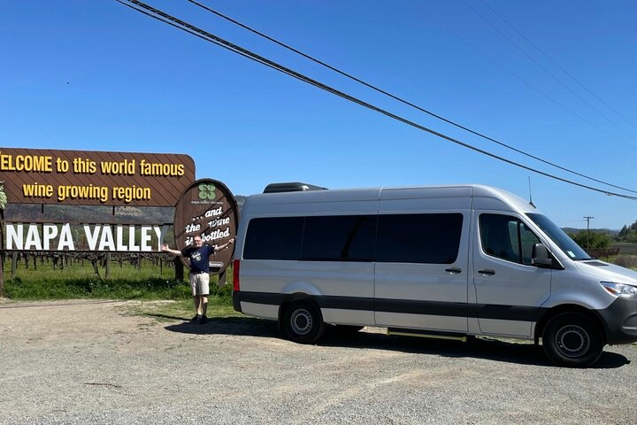 Welcome To The Napa Valley! Pictured is a 15 Passenger Mercedes Sprinter.
